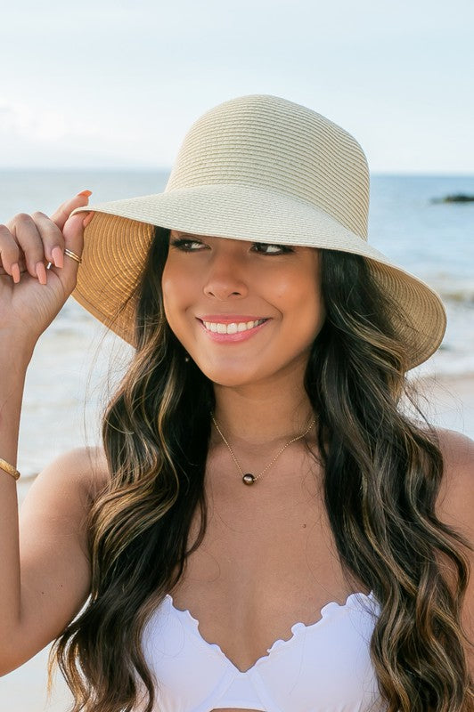 Bow Back Straw Bucket Hat