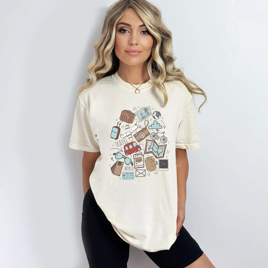 Travel Doodles Garment Dyed Tee
