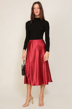 Satin Midi Flare Skirt