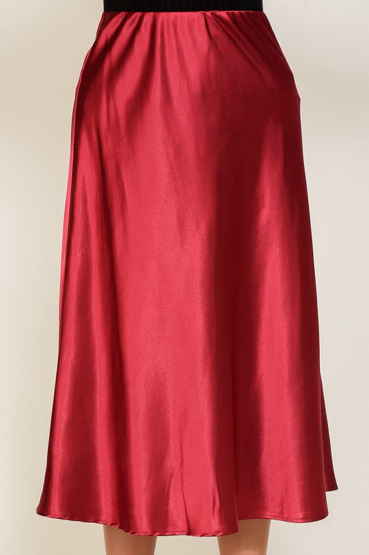 Satin Midi Flare Skirt