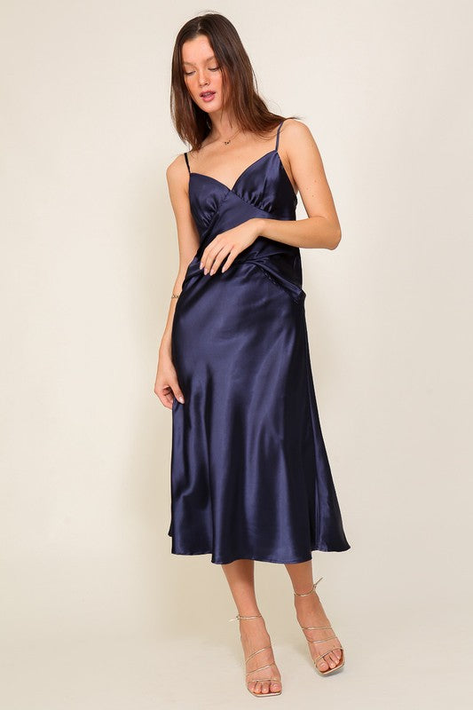 Satin Midi Flare Skirt