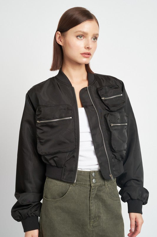 Cropped Bomber Jacket