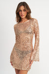 Bell Sleeve Sequin Mini Dress