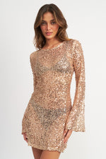 Bell Sleeve Sequin Mini Dress