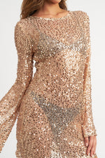 Bell Sleeve Sequin Mini Dress