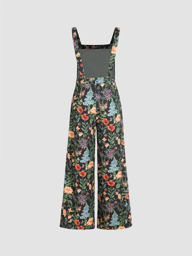 Floral Wide Leg Overalls