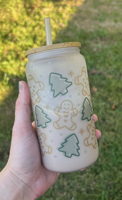 Gingerbread Tree Glass Can