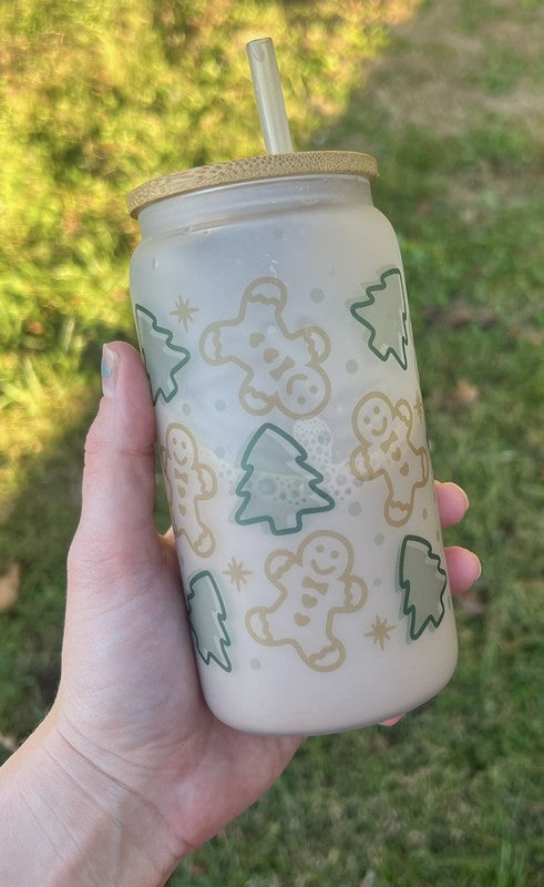 Gingerbread Tree Glass Can