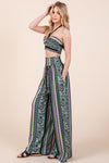 Boho. Print Wide Leg Pants with Pockets