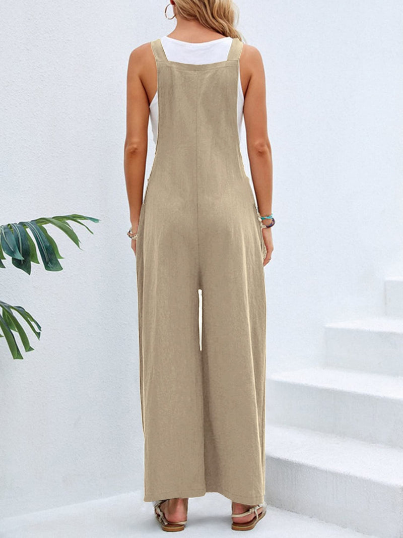 Full Size Square Neck Wide Strap Overalls