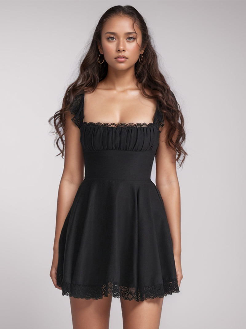 Lace Detail Square Neck Cap Sleeve Mini Dress The Gypsy Soul Shop Lace Detail Square Neck Cap Sleeve Mini Dress The Gypsy Soul Shop