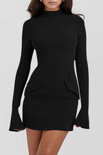 Mock Neck Long Sleeve Mini Dress