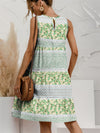 Tiered Printed Round Neck Sleeveless Dress