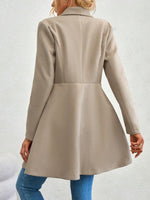 Collared Neck Button Up Long Sleeve Coat