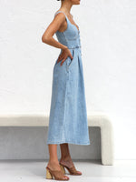 Sweetheart Neck Wide Strap Denim Dress