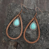 Wooden Turquoise Cutout Teardrop Earrings