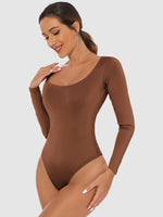 Full Size Scoop Neck Long Sleeve Bodysuit