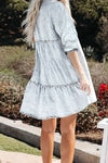 V-Neck Half Sleeve Mini Denim Dress