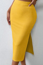 Ribbed Round Neck Tank and Slit Skirt Sweater Set