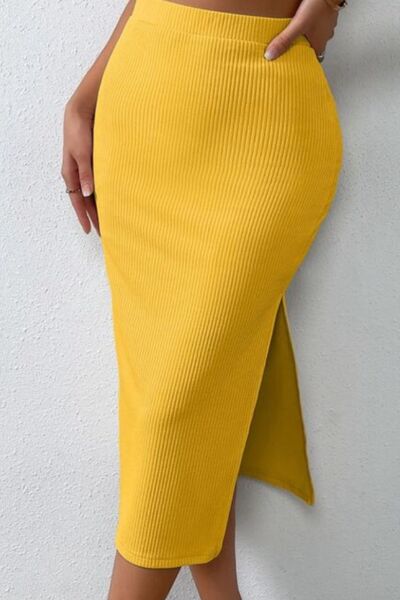 Mustard ribbed skirt best sale