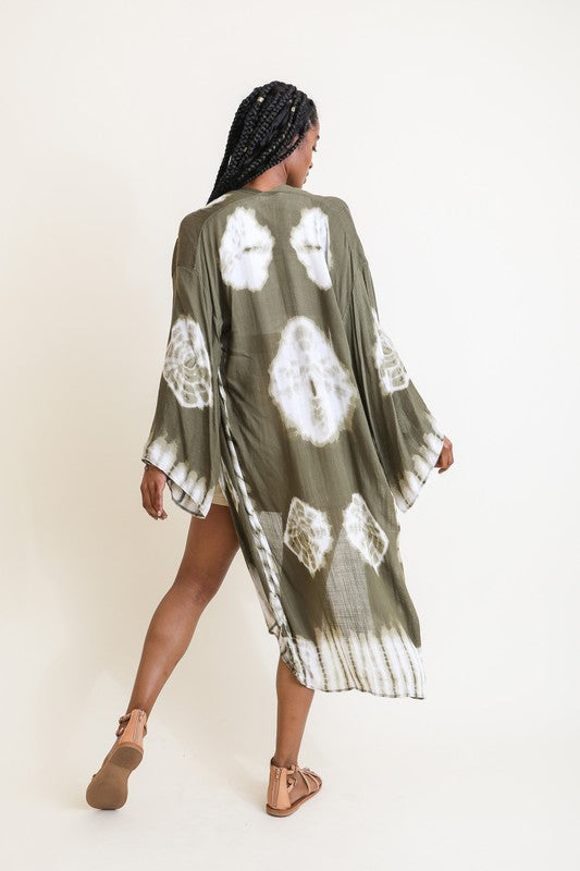 Tie Dye Longline Kimono with Full Sleeves