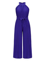 Cutout Tied Pleated Sleeveless Jumpsuit