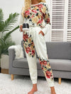 Printed Round Neck Top and Drawstring Pants Lounge Set