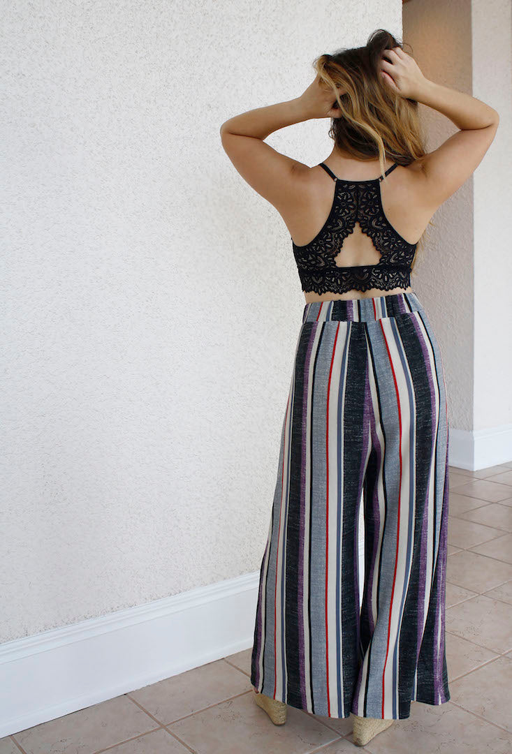 Meet Me in Venice Striped Wide-Leg Pants