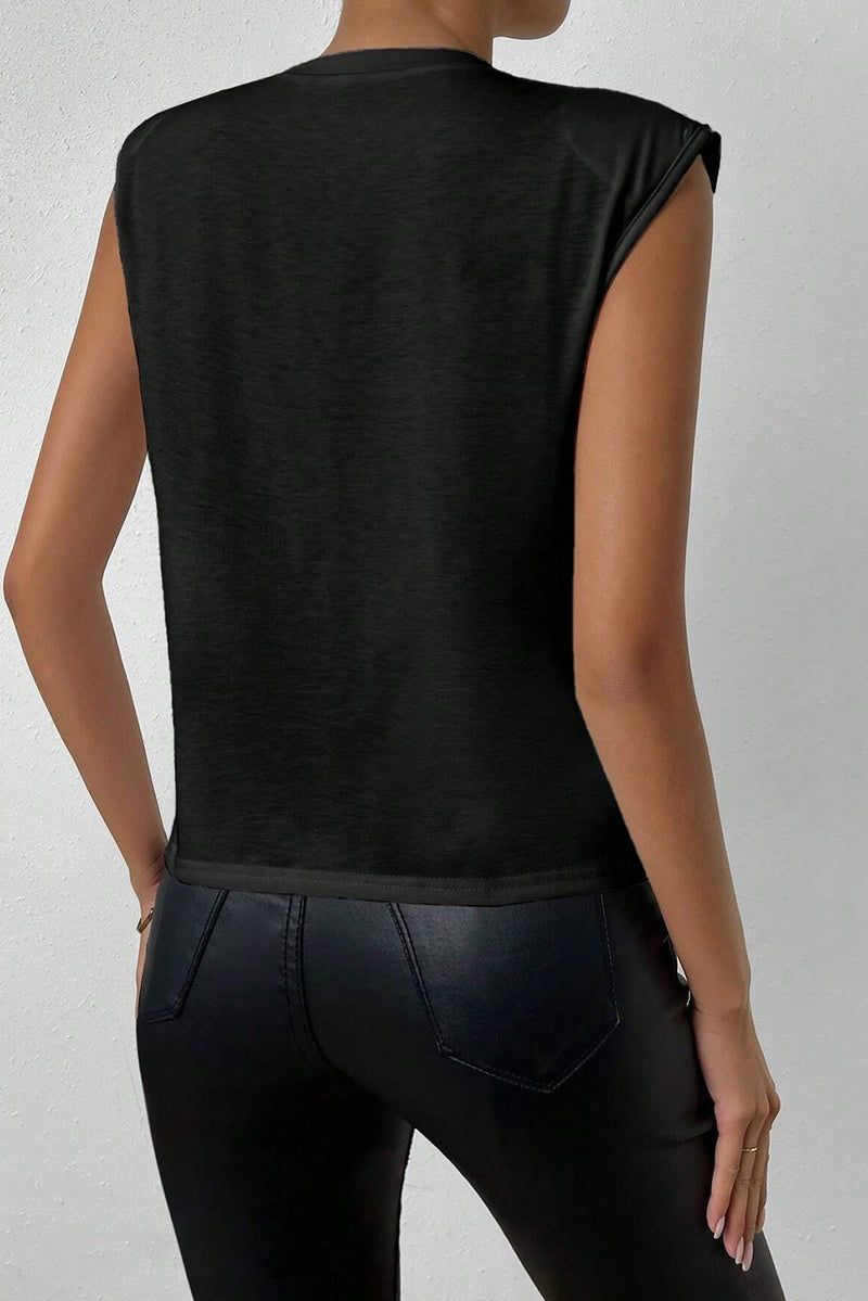 Pearl Detail Round Neck Tank