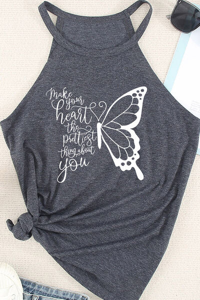 MAKE YOUR HEART THE PRETTIEST THING ABOUT YOU Round Neck Tank