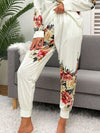 Printed Round Neck Top and Drawstring Pants Lounge Set